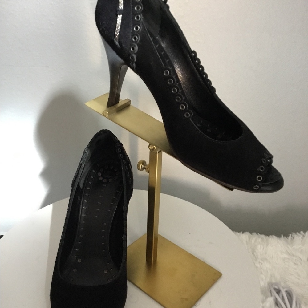 CHANEL Black Peep-Toe Studded High Heels